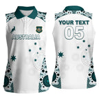 Custom Australia Rugby 2026 Women Sleeveless Polo Shirt Go Wallabies Aboriginal Pattern White Version - Aussie Hoodie