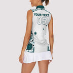 Custom Australia Rugby 2026 Women Sleeveless Polo Shirt Go Wallabies Aboriginal Pattern White Version - Aussie Hoodie
