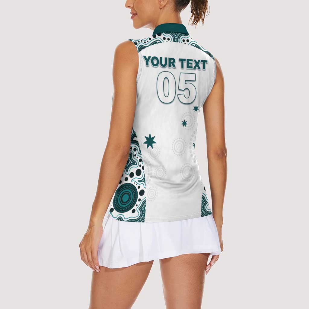 Custom Australia Rugby 2026 Women Sleeveless Polo Shirt Go Wallabies Aboriginal Pattern White Version - Aussie Hoodie