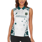 Custom Australia Rugby 2026 Women Sleeveless Polo Shirt Go Wallabies Aboriginal Pattern White Version - Aussie Hoodie