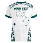 Custom Australia Rugby 2026 Women V-Neck T-Shirt Go Wallabies Aboriginal Pattern White Version - Aussie Hoodie