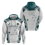 Custom Australia Rugby 2026 Zip Hoodie Go Wallabies Aboriginal Pattern White Version - Aussie Hoodie