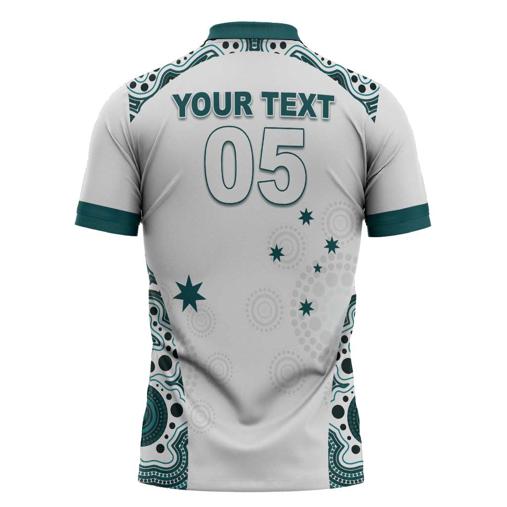 Custom Australia Rugby 2026 Zipper Polo Shirt Go Wallabies Aboriginal Pattern White Version - Aussie Hoodie