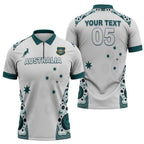Custom Australia Rugby 2026 Zipper Polo Shirt Go Wallabies Aboriginal Pattern White Version - Aussie Hoodie