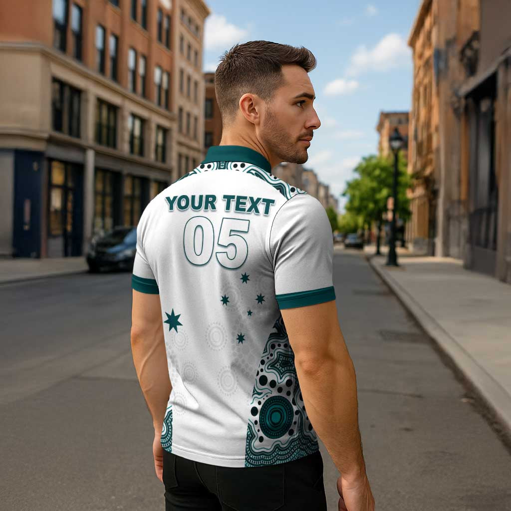 Custom Australia Rugby 2026 Zipper Polo Shirt Go Wallabies Aboriginal Pattern White Version - Aussie Hoodie