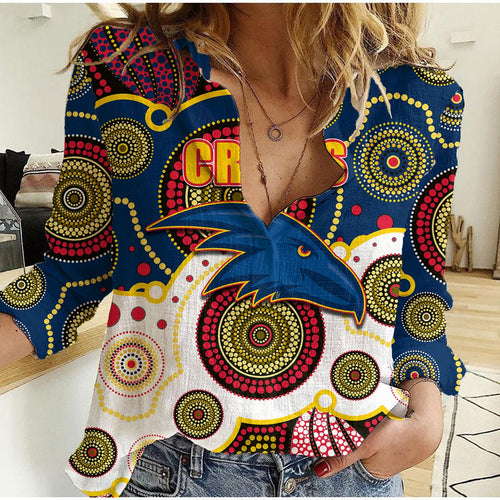 custom-personalised-and-number-crows-afl-women-casual-shirt-aboriginal-patterns
