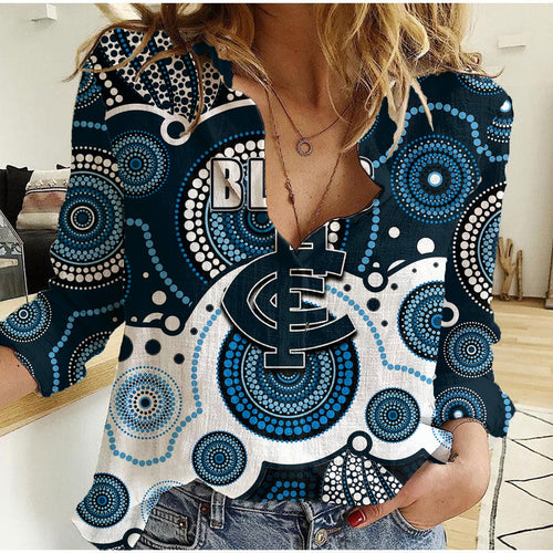 custom-personalised-and-number-blues-afl-women-casual-shirt-aboriginal-patterns