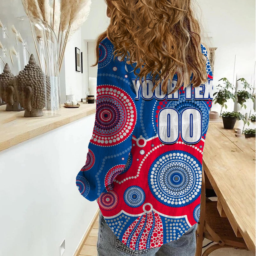 custom-personalised-and-number-bulldogs-afl-women-casual-shirt-aboriginal-patterns