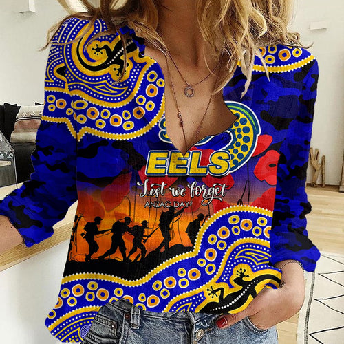 custom-personalised-anzac-day-nrl-eels-women-casual-shirt-aboriginal-lizard-patterns