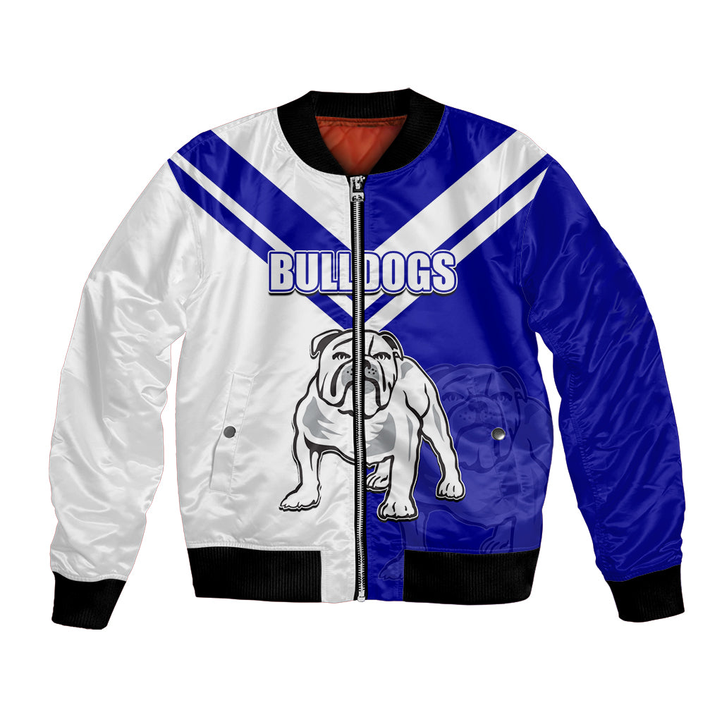 (Custom Text And Number) NRL Bulldogs Bomber Jacket Mix Jersey LT6