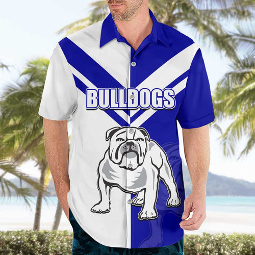 (Custom Text And Number) NRL Bulldogs Hawaiian Shirt Mix Jersey LT6