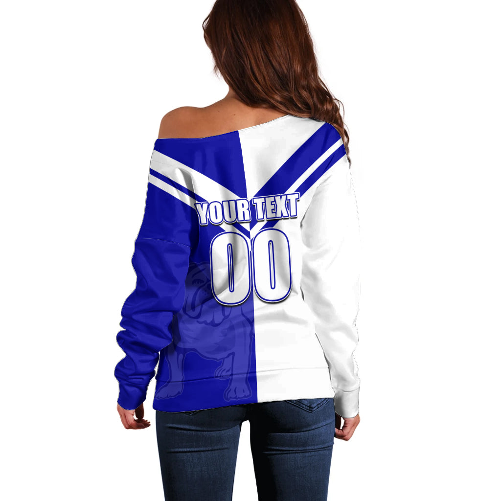 (Custom Text And Number) NRL Bulldogs Off Shoulder Sweater Mix Jersey LT6