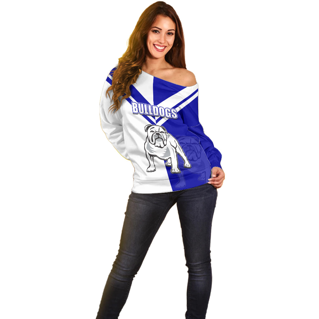 (Custom Text And Number) NRL Bulldogs Off Shoulder Sweater Mix Jersey LT6
