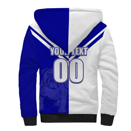 (Custom Text And Number) NRL Bulldogs Sherpa Hoodie Mix Jersey LT6