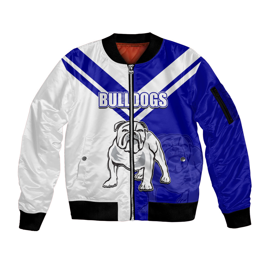 (Custom Text And Number) NRL Bulldogs Sleeve Zip Bomber Jacket Mix Jersey LT6