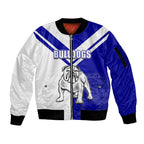 (Custom Text And Number) NRL Bulldogs Sleeve Zip Bomber Jacket Mix Jersey LT6