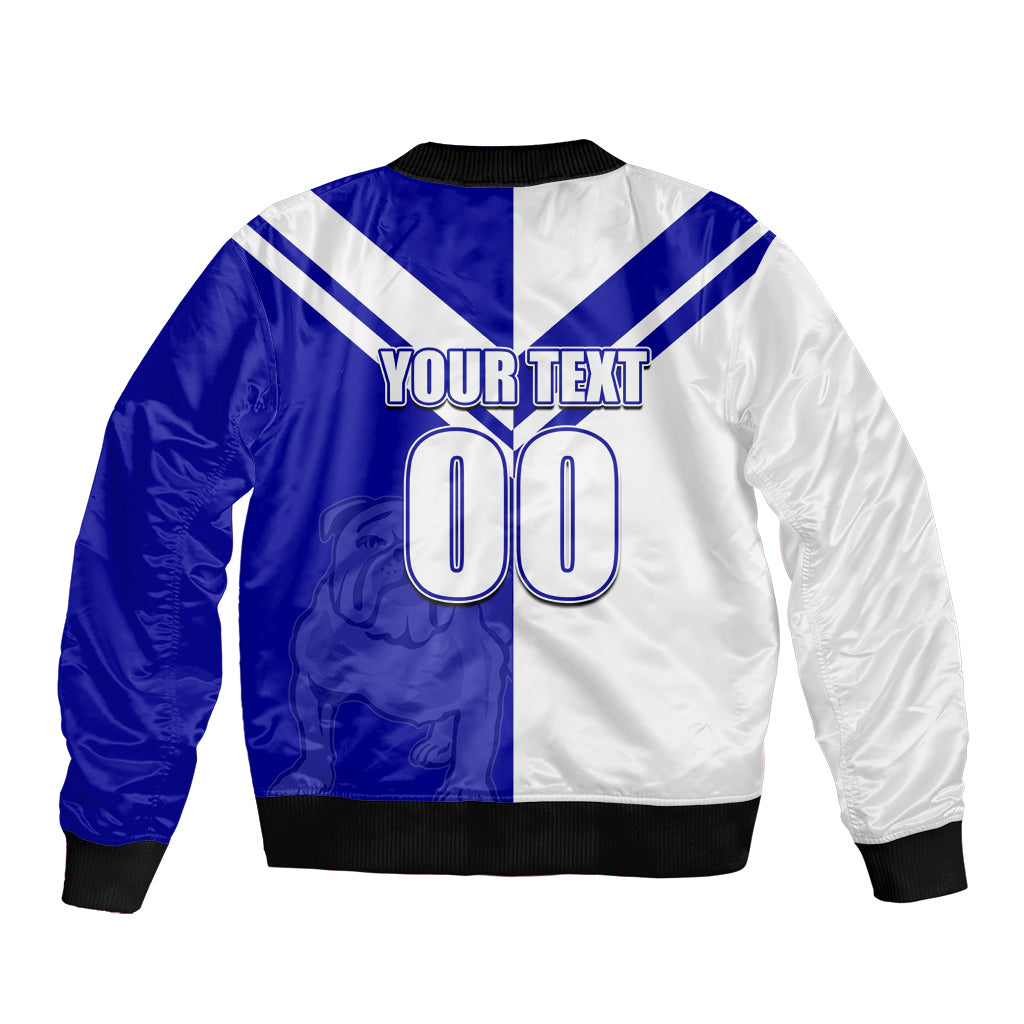 (Custom Text And Number) NRL Bulldogs Sleeve Zip Bomber Jacket Mix Jersey LT6