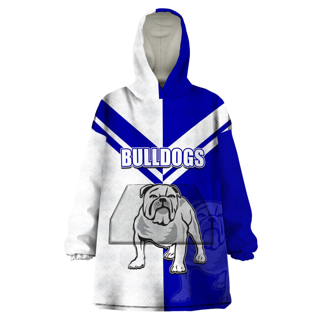 (Custom Text And Number) NRL Bulldogs Wearable Blanket Hoodie Mix Jersey LT6