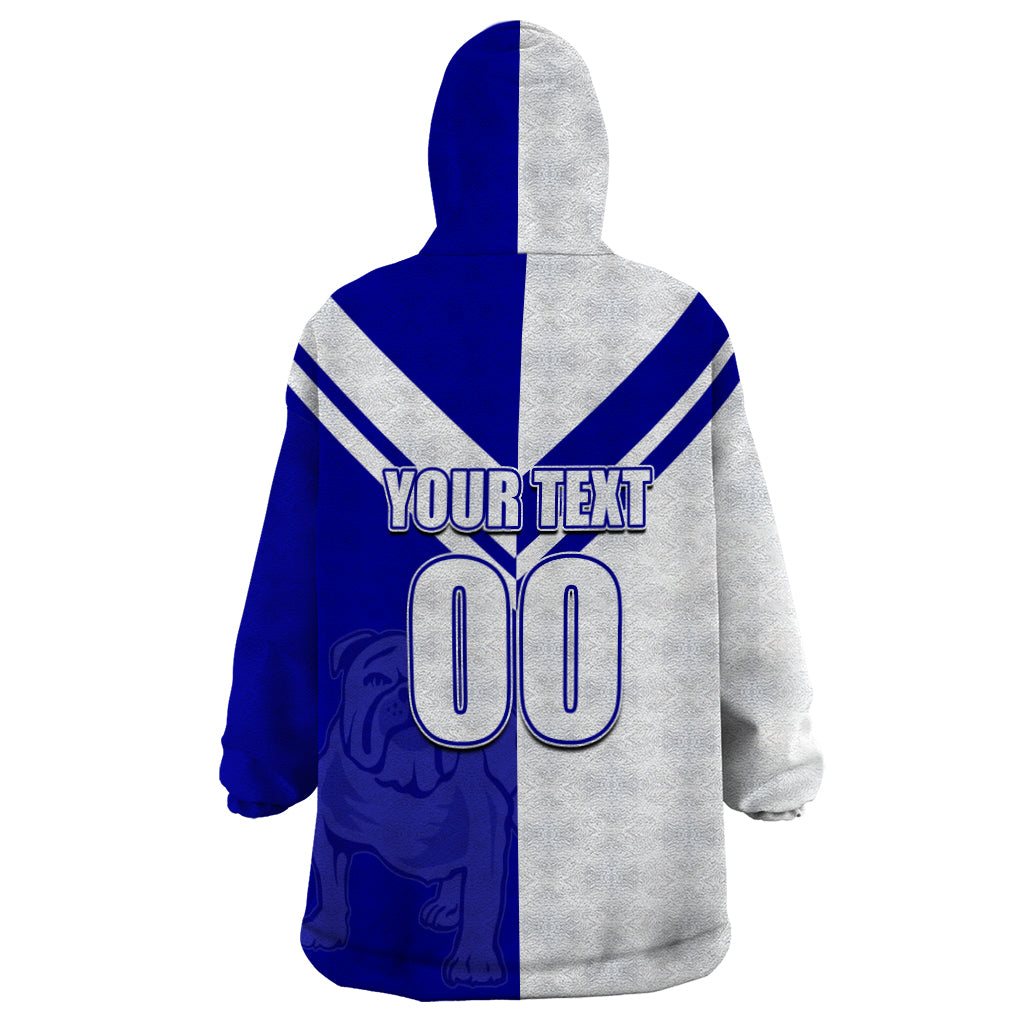 (Custom Text And Number) NRL Bulldogs Wearable Blanket Hoodie Mix Jersey LT6