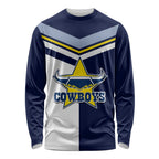 (Custom Text And Number) NRL Cowboys Long Sleeve Shirt Mix Jersey LT6