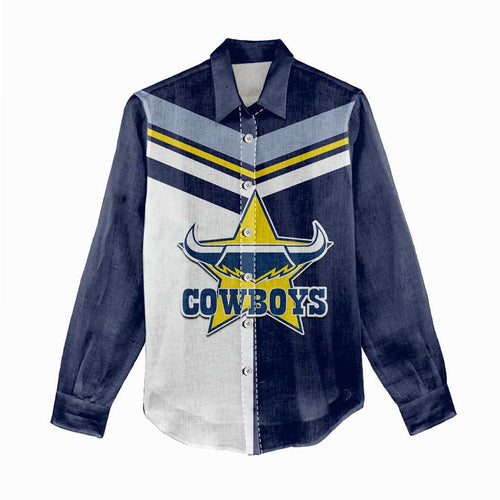 (Custom Text And Number) NRL Cowboys Women Casual Shirt Mix Jersey LT6
