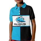 (Custom Text And Number) NRL Sharks Kid Polo Shirt Mix Jersey LT6