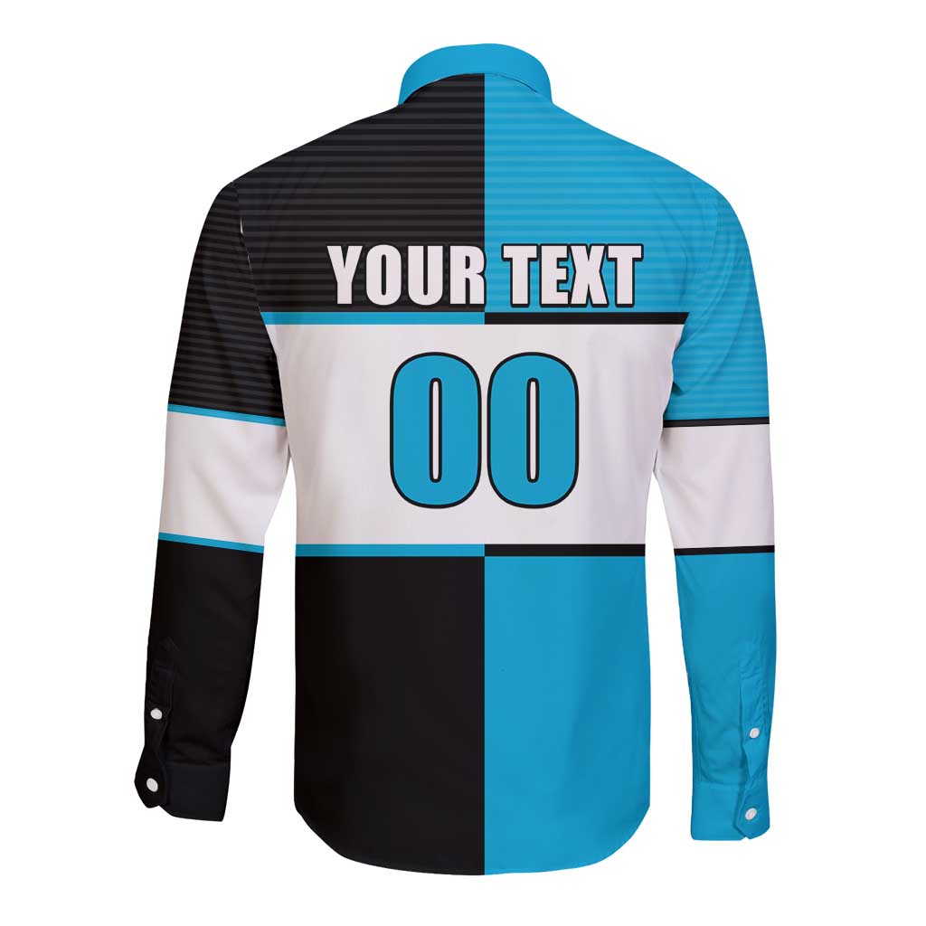 (Custom Text And Number) NRL Sharks Long Sleeve Button Shirt Mix Jersey LT6