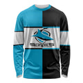 (Custom Text And Number) NRL Sharks Long Sleeve Shirt Mix Jersey LT6