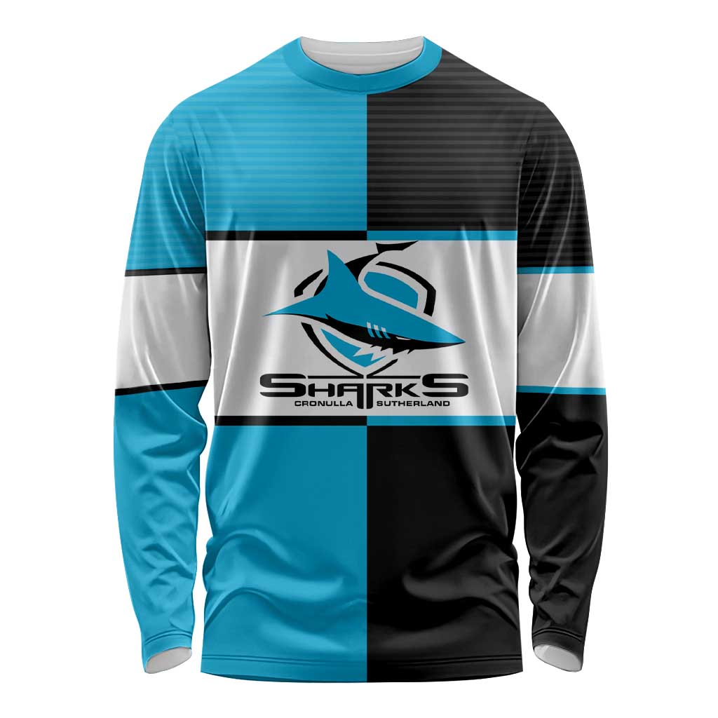 (Custom Text And Number) NRL Sharks Long Sleeve Shirt Mix Jersey LT6