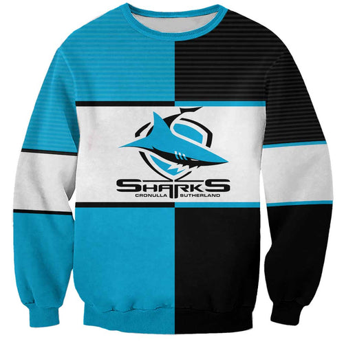 (Custom Text And Number) NRL Sharks Sweatshirt Mix Jersey LT6