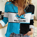 (Custom Text And Number) NRL Sharks Women Casual Shirt Mix Jersey LT6