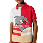 (Custom Text And Number) NRL Dolphins Kid Polo Shirt Mix Jersey LT6