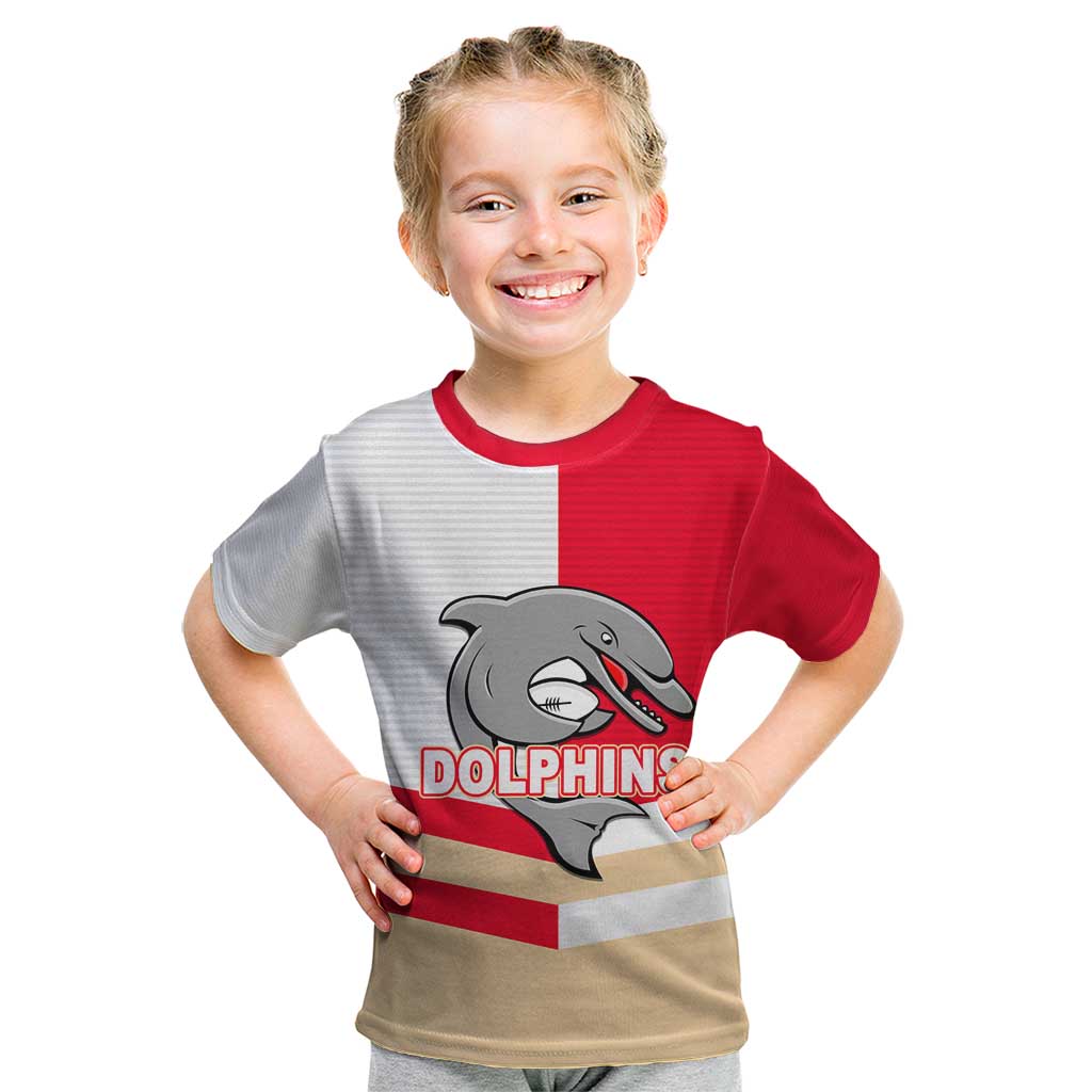 (Custom Text And Number) NRL Dolphins Kid T Shirt Mix Jersey LT6