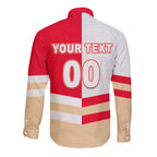 (Custom Text And Number) NRL Dolphins Long Sleeve Button Shirt Mix Jersey LT6