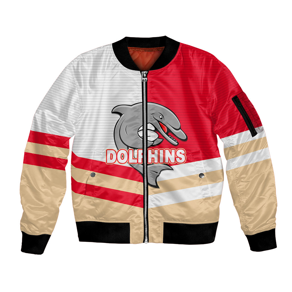 custom-text-and-number-nrl-dolphins-sleeve-zip-bomber-jacket-mix-jersey