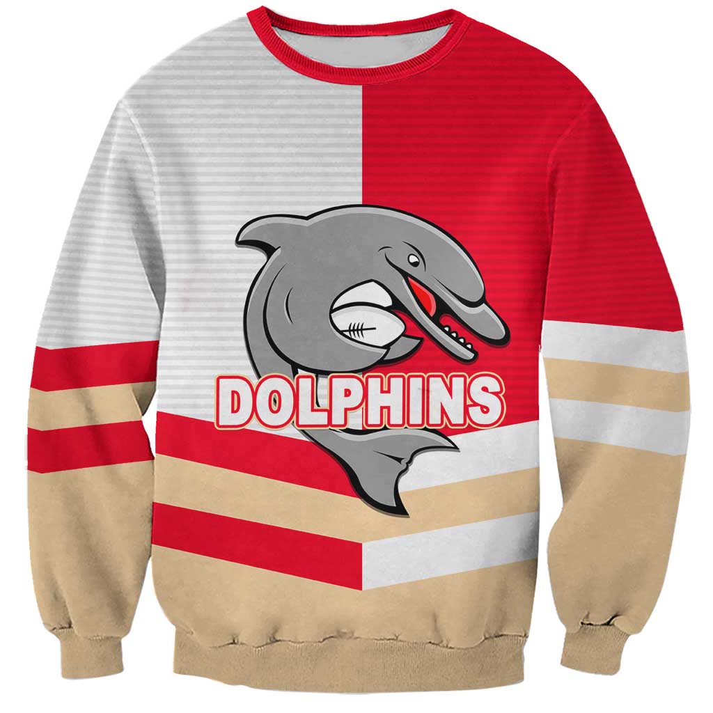 (Custom Text And Number) NRL Dolphins Sweatshirt Mix Jersey LT6