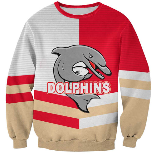 (Custom Text And Number) NRL Dolphins Sweatshirt Mix Jersey LT6