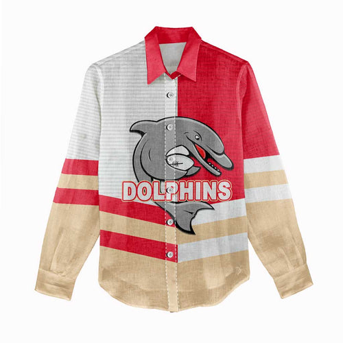 (Custom Text And Number) NRL Dolphins Women Casual Shirt Mix Jersey LT6