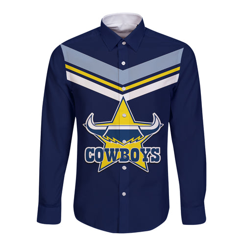 custom-text-and-number-nrl-cowboys-long-sleeve-button-shirt-new-jersey-2023-blue