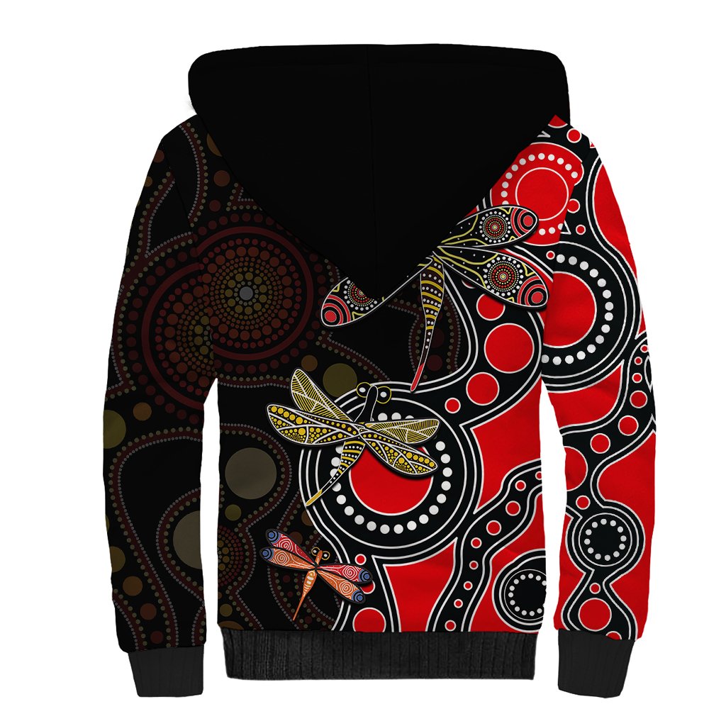 aboriginal-dragonfly-sherpa-hoodie-red-style