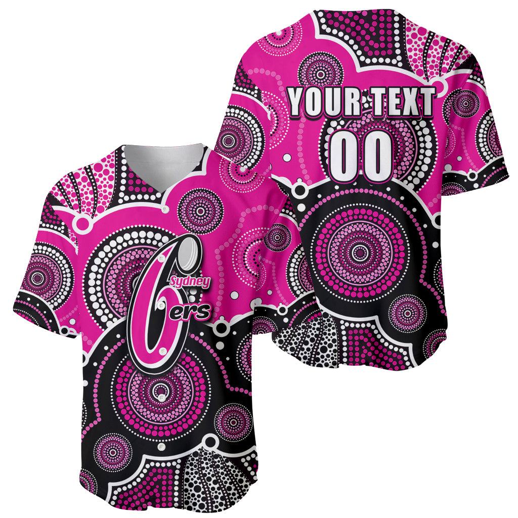 custom-text-and-number-sixers-bbl-baseball-jersey-aboriginal-patterns-pink-version