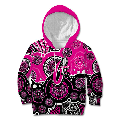 custom-text-and-number-sixers-bbl-kid-hoodie-aboriginal-patterns-pink-version