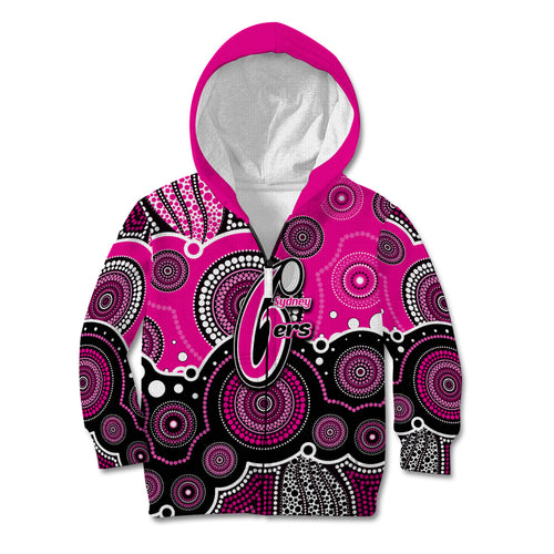 custom-text-and-number-sixers-bbl-kid-hoodie-aboriginal-patterns-pink-version