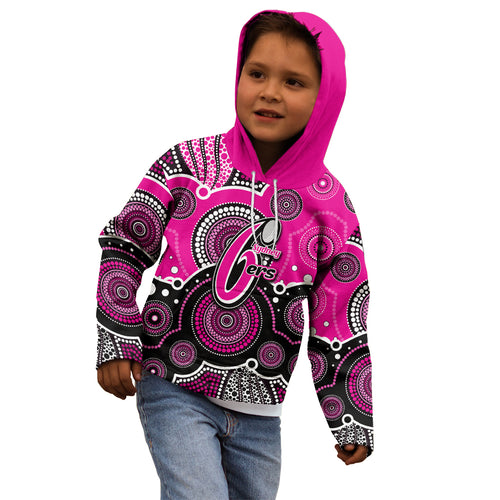 custom-text-and-number-sixers-bbl-kid-hoodie-aboriginal-patterns-pink-version