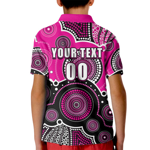 custom-text-and-number-sixers-bbl-kid-polo-shirt-aboriginal-patterns-pink-version