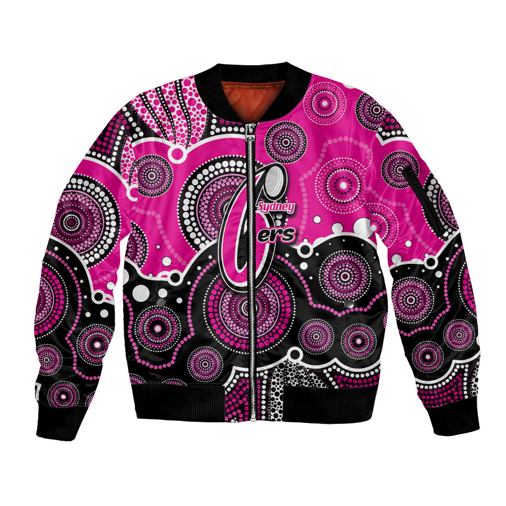 custom-text-and-number-sixers-bbl-sleeve-zip-bomber-jacket-aboriginal-patterns-pink-version
