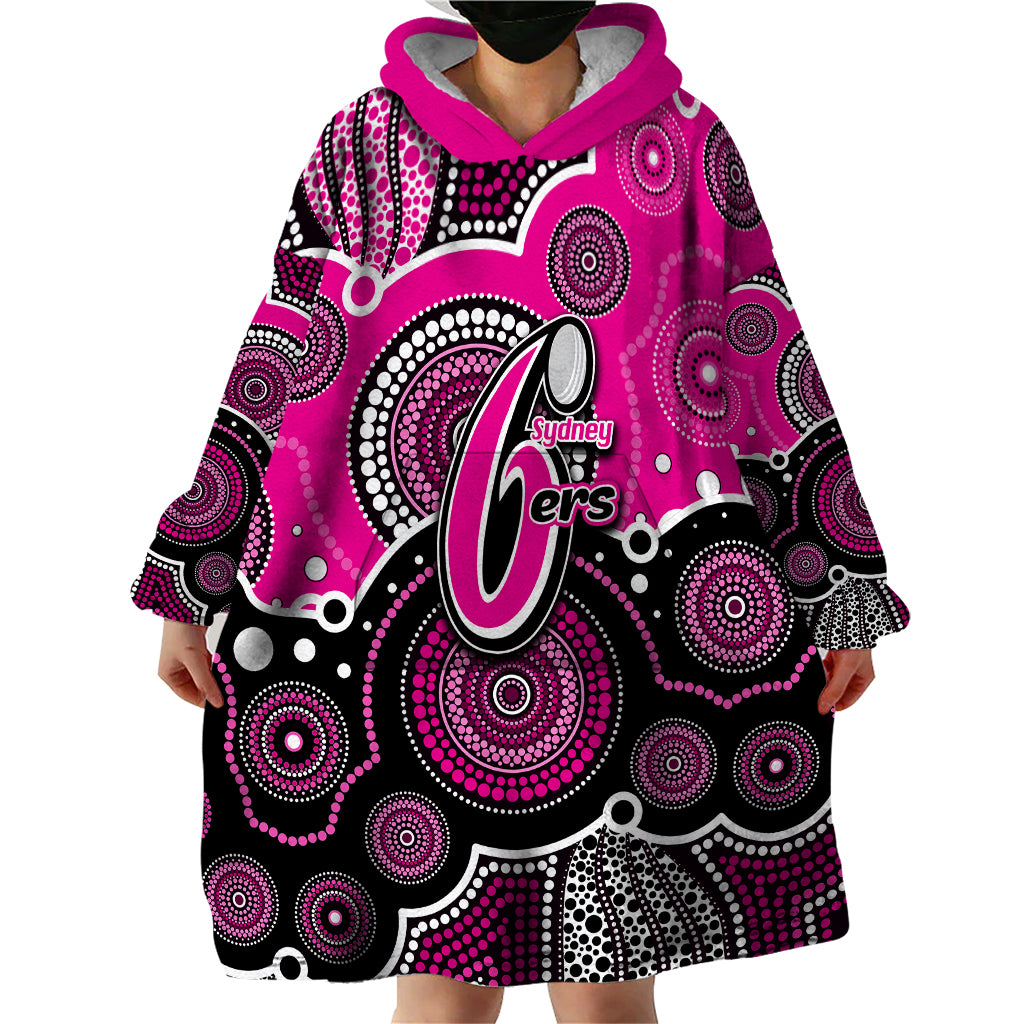 custom-text-and-number-sixers-bbl-wearable-blanket-hoodie-aboriginal-patterns-pink-version