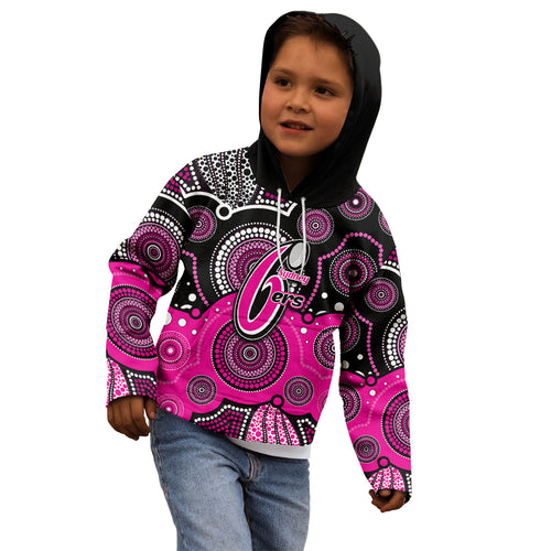custom-text-and-number-sixers-bbl-kid-hoodie-aboriginal-patterns-black-version