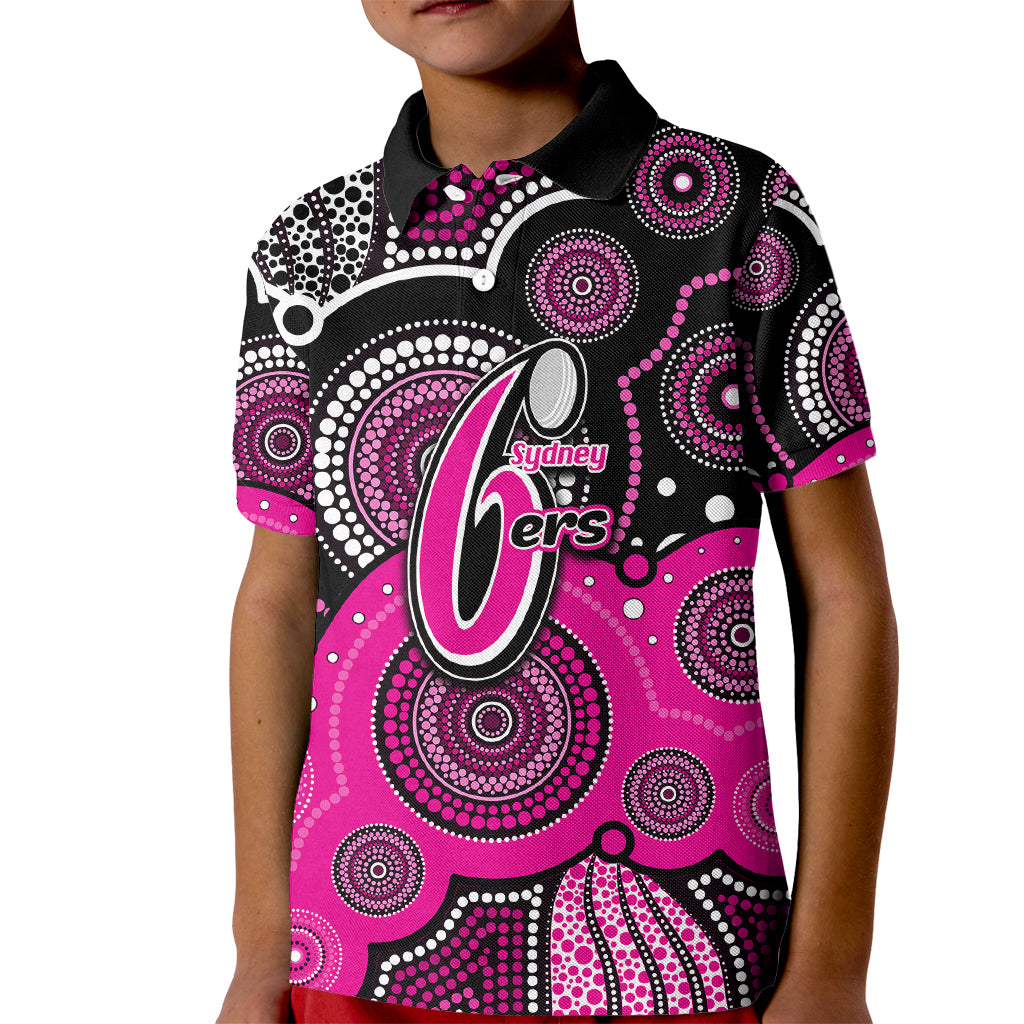 custom-text-and-number-sixers-bbl-kid-polo-shirt-aboriginal-patterns-black-version