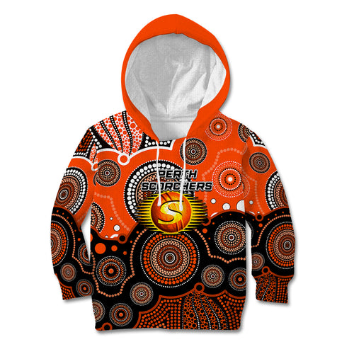 custom-text-and-number-perth-scorchers-bbl-kid-hoodie-aboriginal-patterns